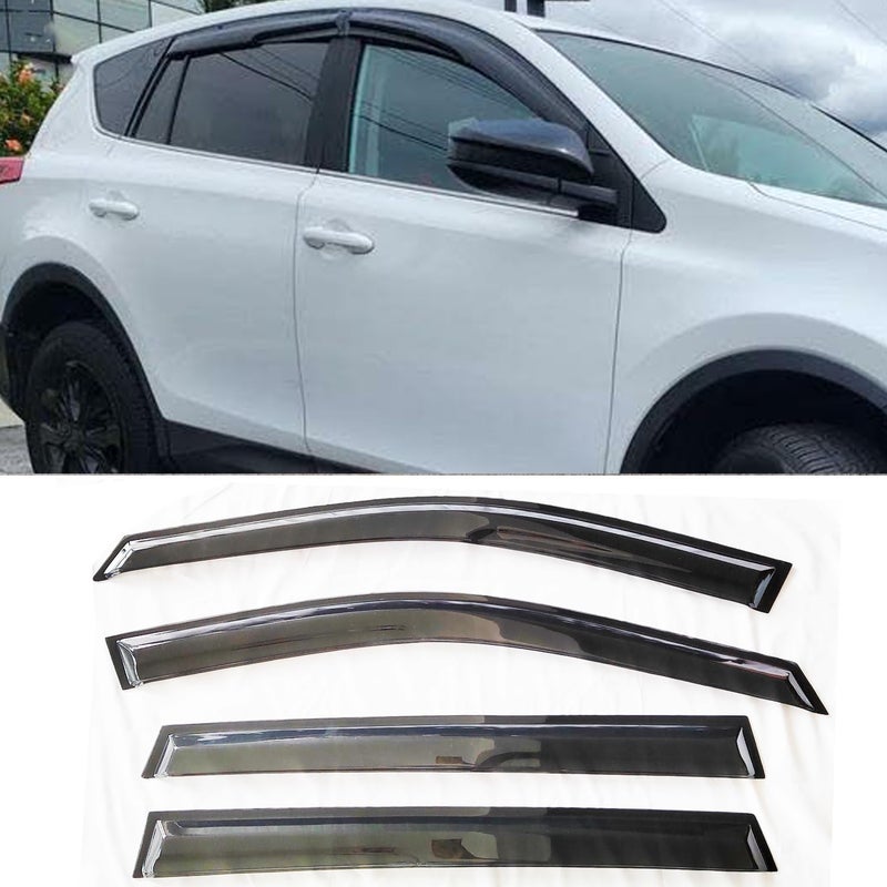 TONOYTIM حراس المطر للنوافذ اللاصقة لتويوتا RAV4 2019-2025، 4 قطع من واقيات الدخان، واقيات نوافذ جانبية لـ 19-25 RAV4، واقيات أكريليك غير قابلة للكسر - Image 1